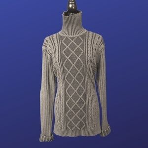 POINT ZERO COLLECTION Chunky Turtleneck Sweater, GRAY/BLACK, Women’s Size M,NWOT